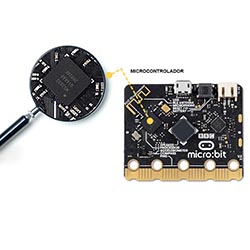 Imagen que muestra el microcontrolador de la placa microbit